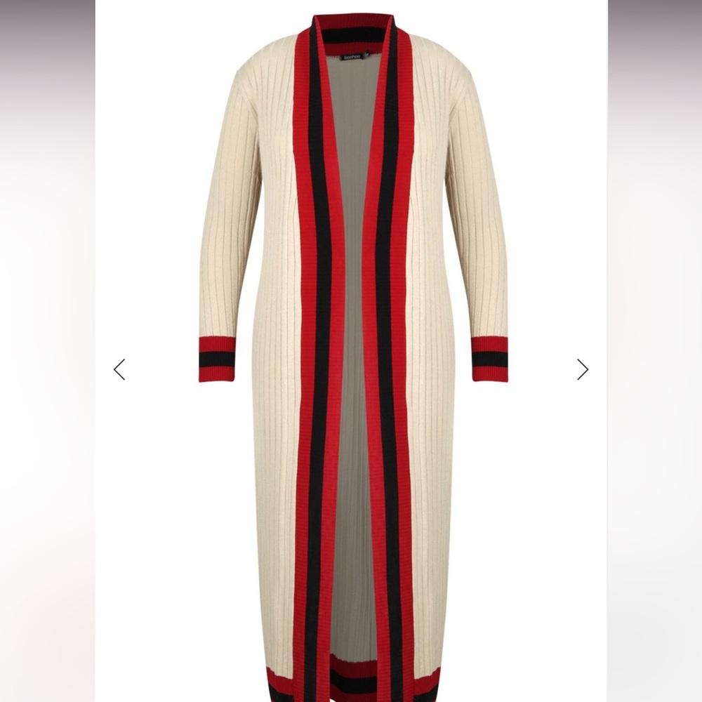 PLUS STRIPE MAXI LENGTH CARDIGAN